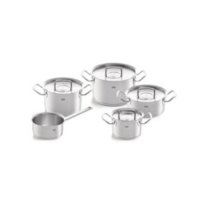 Fissler original-profi collection / Edelstahl-Topfset, 5-teilig, Kochtopf-Set, Töpfe mit Deckel, Induktion, alle Herdarten (3 Kochtöpfe, 1 Bratentopf, 1 Stielkasserolle-deckellos)