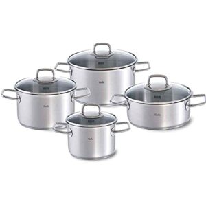 Fissler Viseo / Edelstahl-Topfset, 4-teilig, Kochtopf-Set, T&ouml;pfe mit Glas-Deckel, Induktion, alle Herdarten (3 Kocht&ouml;pfe, 1 Bratentopf)