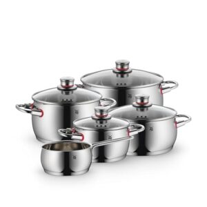 WMF Quality One Topfset Induktion 5-teilig, Kochtopf Set mit Glasdeckel, Cromargan Edelstahl poliert, Induktions T&ouml;pfe Set unbeschichtet, Dampf&ouml;ffnung, f&uuml;r alle Herdarten geeignet
