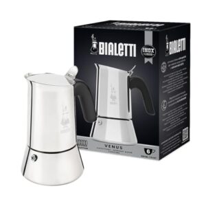 Bialetti - New Venus Induction, Edelstahl Herd Espresso-Kaffeemaschine, Geeignet für Alle Herdarten, 6 Tassen, Aluminium, 235 milliliters Silber