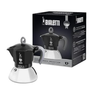 Bialetti - Moka Induction, Moka-Kanne, Geeignet für Alle Herdarten, 2 Tassen Espresso (100ml), Schwarz