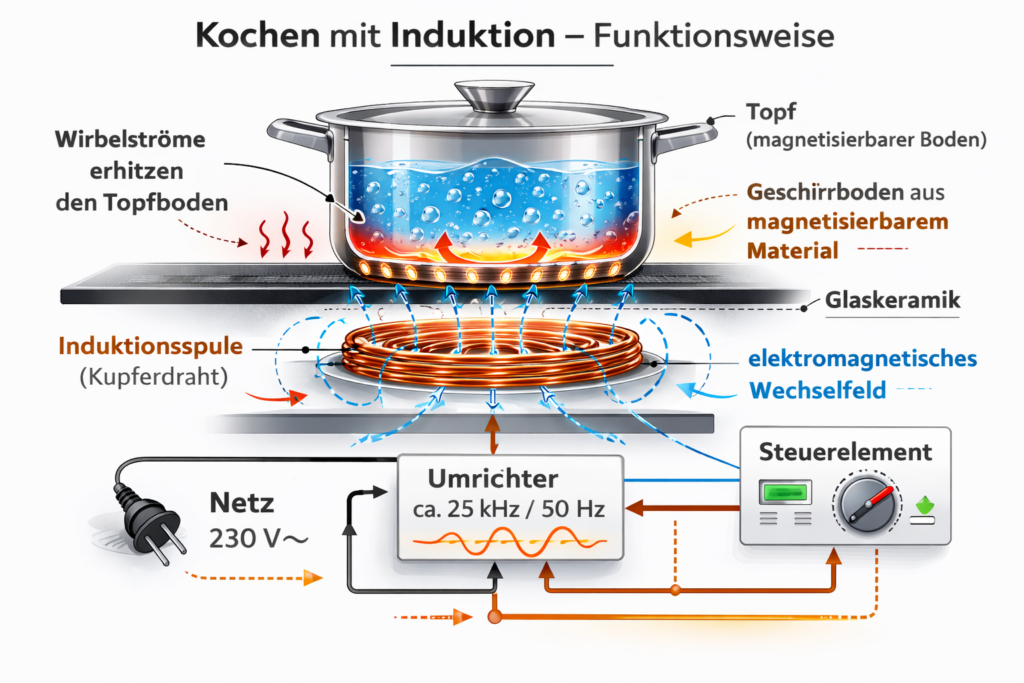 Infografik - Wie funktioniert Kochen mit Induktion